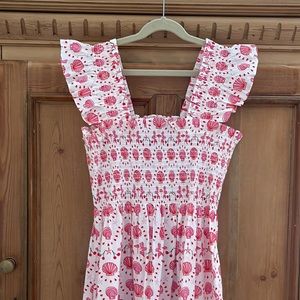 Hill House Home Ellie Nap Dress in Mermaid Seashell Red Pink Print Size Small